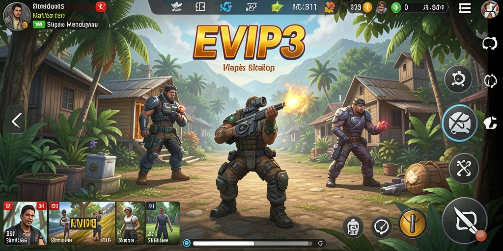 Tangkapan layar gameplay yang menampilkan aktivitas interaktif di EVIP3.