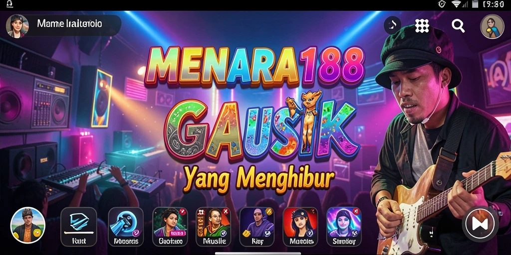 Screenshot utama MENARA188 menampilkan gameplay seru dengan berbagai lagu.